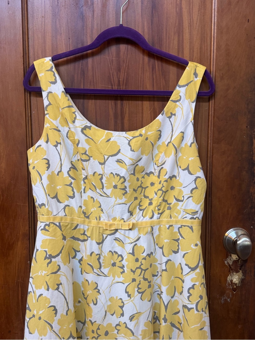 Isadora Collection Yellow Floral Fit-and-Flare Tank Sun Dress with Bow 12 - Picture 4 of 12